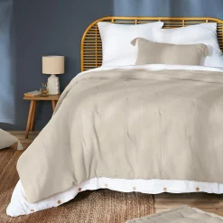 EMINZA Couvre-lit matelassé gaze de coton (240 x 220 cm) Gaïa pampa Beige Outlet