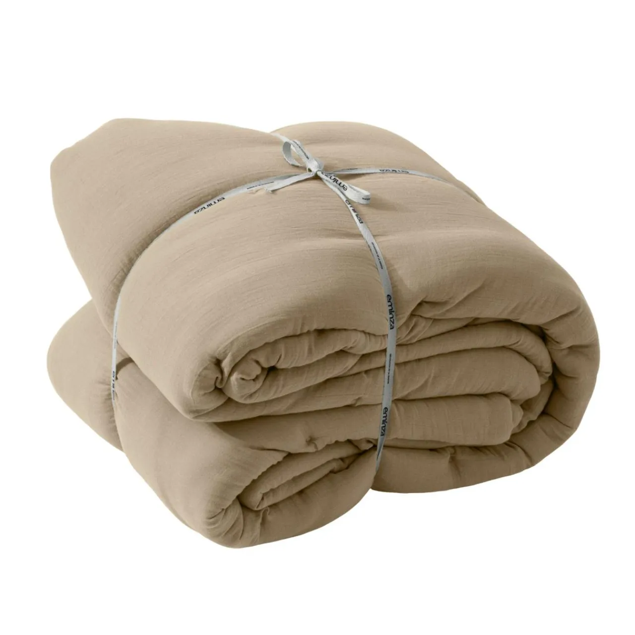 EMINZA Couvre-lit matelassé gaze de coton (240 x 220 cm) Gaïa Ficelle Discount