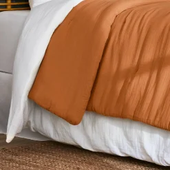 EMINZA Couvre-lit matelassé gaze de coton (240 x 220 cm) Gaïa Abricot Best