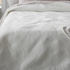ATMOSPHERA Couvre-lit (260 x 240 cm) Feuilles Ivoire Outlet