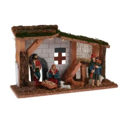 KOOPMAN Crèche de Noël complète et lumineuse (H30 cm) Sainte-Paula Marron Outlet