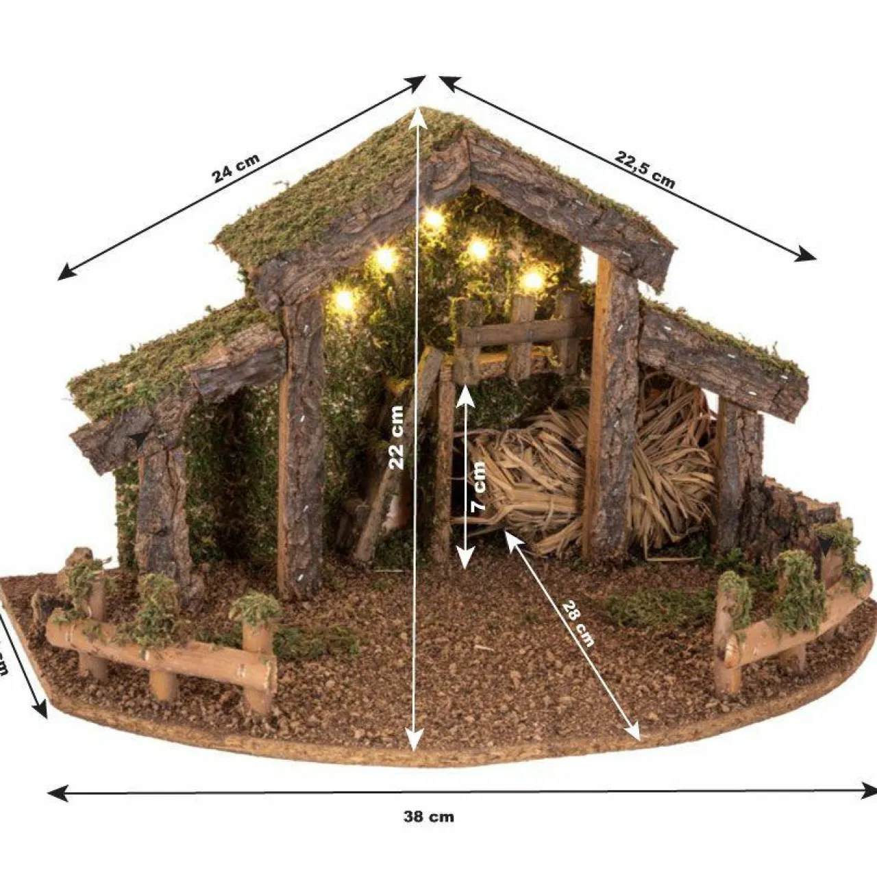 Feeric Lights & Christmas Crèche de Noël vide et lumineuse (H22 cm) Saint-Grégoire Hot