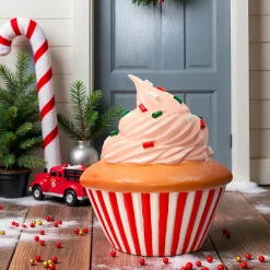 KAEMINGK Cupcake de Noël Géant (H60 cm) Gourmandise colorée Rouge Hot
