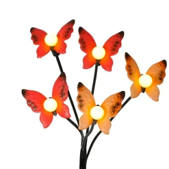 KAEMINGK Décoration lumineuse Solaire à piquer au sol (H60 cm) Papillons et blanc chaud Rouge Discount