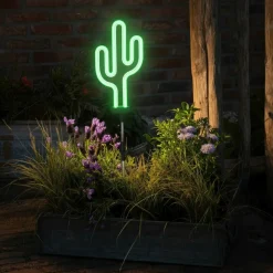 KAEMINGK Décoration lumineuse Solaire à piquer au sol (H73 cm) Cactus néon Vert New
