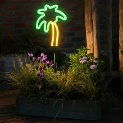 KAEMINGK Décoration lumineuse Solaire à piquer au sol (H74 cm) Palmier néon Vert