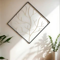 EMINZA Décoration murale en métal (H49,5 cm) Arbre contemporain et doré Noir Outlet