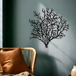 EMINZA Décoration murale en métal (H56 cm) Corail Noir Outlet