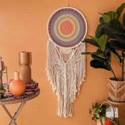 #N/A Décoration murale macramé (H110 cm) Attrape-rêve Arc-en-ciel Multicolore Hot