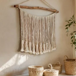 #N/A Décoration murale macramé (H40 cm) Pampille Beige Discount