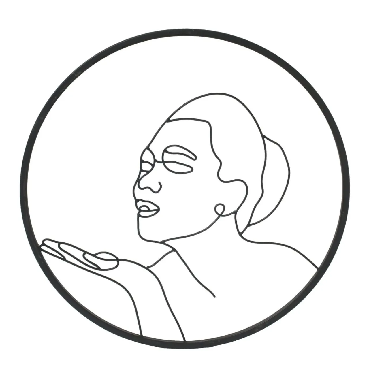 EMINZA Décoration murale ronde en métal (D60 cm) Woman Noir Sale