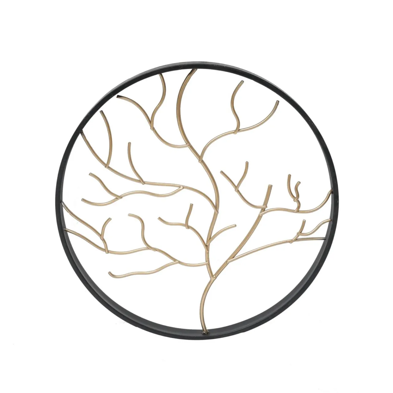 EMINZA Décoration murale ronde en métal (D28 cm) Arbre contemporain et doré Noir Best