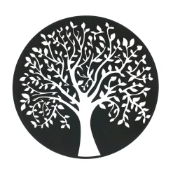 EMINZA Décoration murale ronde en métal (D60 cm) Arbre de vie Noir Sale