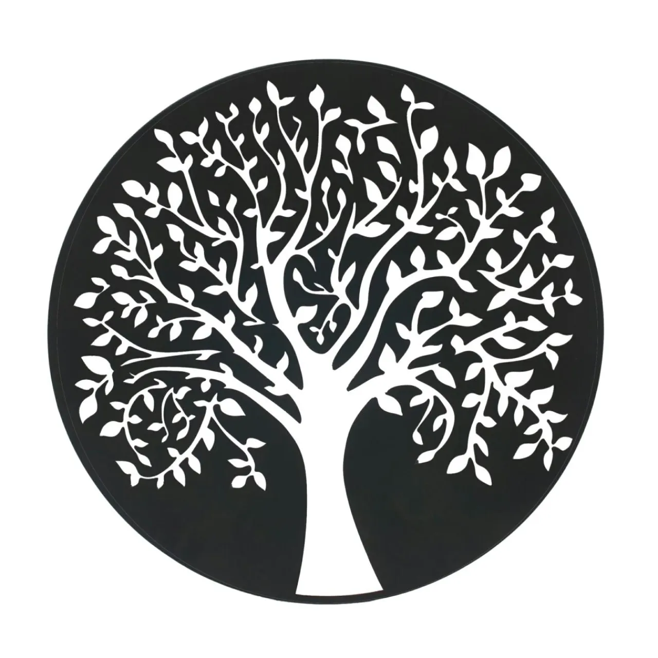 EMINZA Décoration murale ronde en métal (D60 cm) Arbre de vie Noir Sale