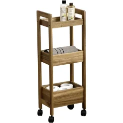 TENDANCE Desserte à roulettes 3 niveaux bois d'acacia (H79 cm) Lina Marron Best