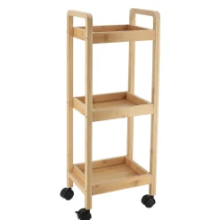 TENDANCE Desserte à roulettes 3 niveaux (H79 cm) Bambou Naturel New