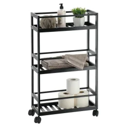 TENDANCE Desserte à roulettes 3 niveaux (H75 cm) Japandi Noir Clearance