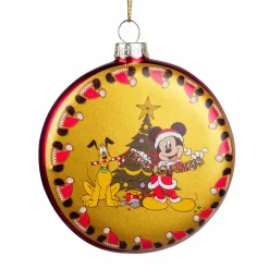 CHRISTMAS INSPIRATIONS Disque en verre (H8 cm) Pluto et Mickey Jaune Best