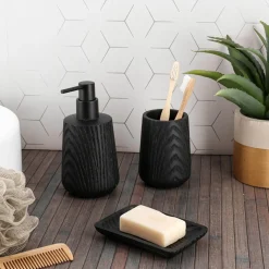 TENDANCE Distributeur de savon effet bois (350 ml) Scandi Noir Best