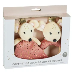 OSTARIA Doudou bébé (26 cm) Souris Rose Outlet