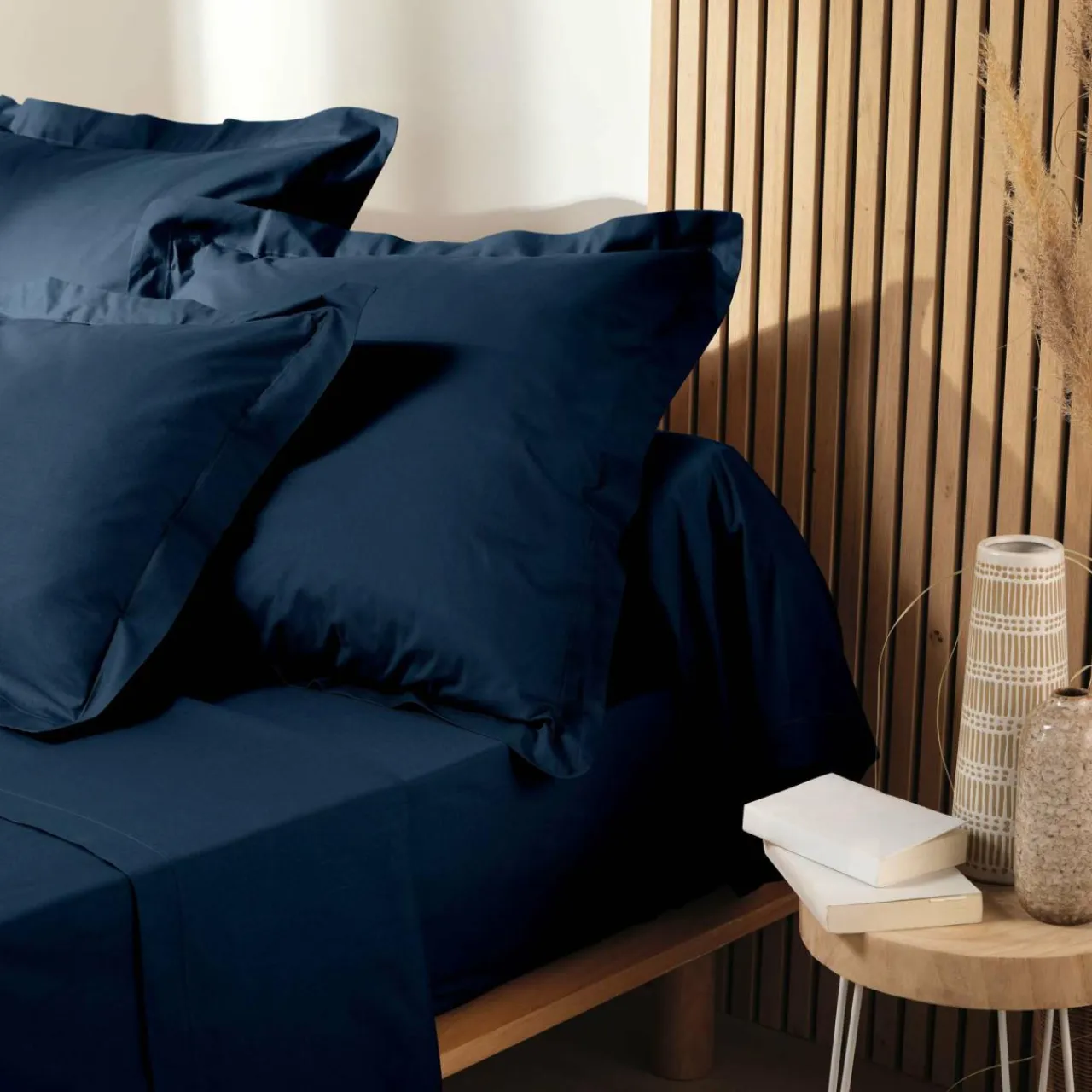 DOUCEUR D'INTERIEUR Drap housse coton bio (90 x 190 cm) Biolina Bleu nuit Online