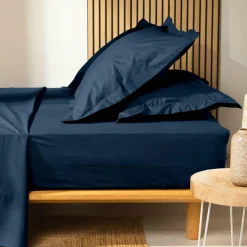 DOUCEUR D'INTERIEUR Drap housse coton bio (90 x 190 cm) Biolina Bleu nuit Online