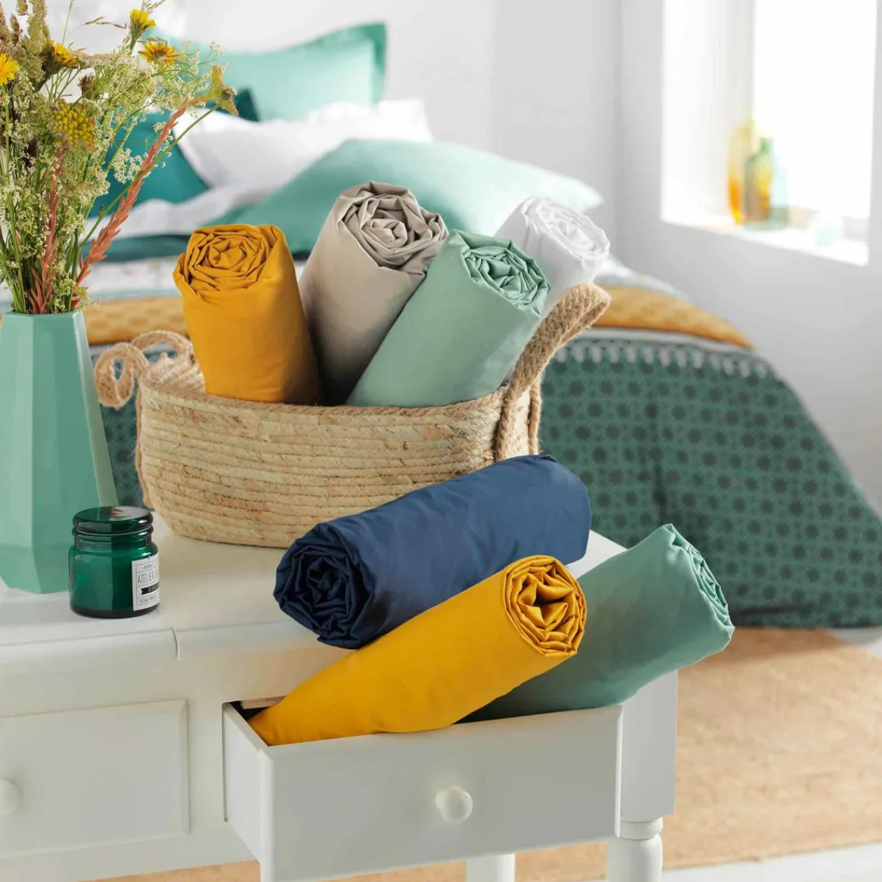 DOUCEUR D'INTERIEUR Drap housse coton bio (90 x 190 cm) Biolina Bleu nuit Online