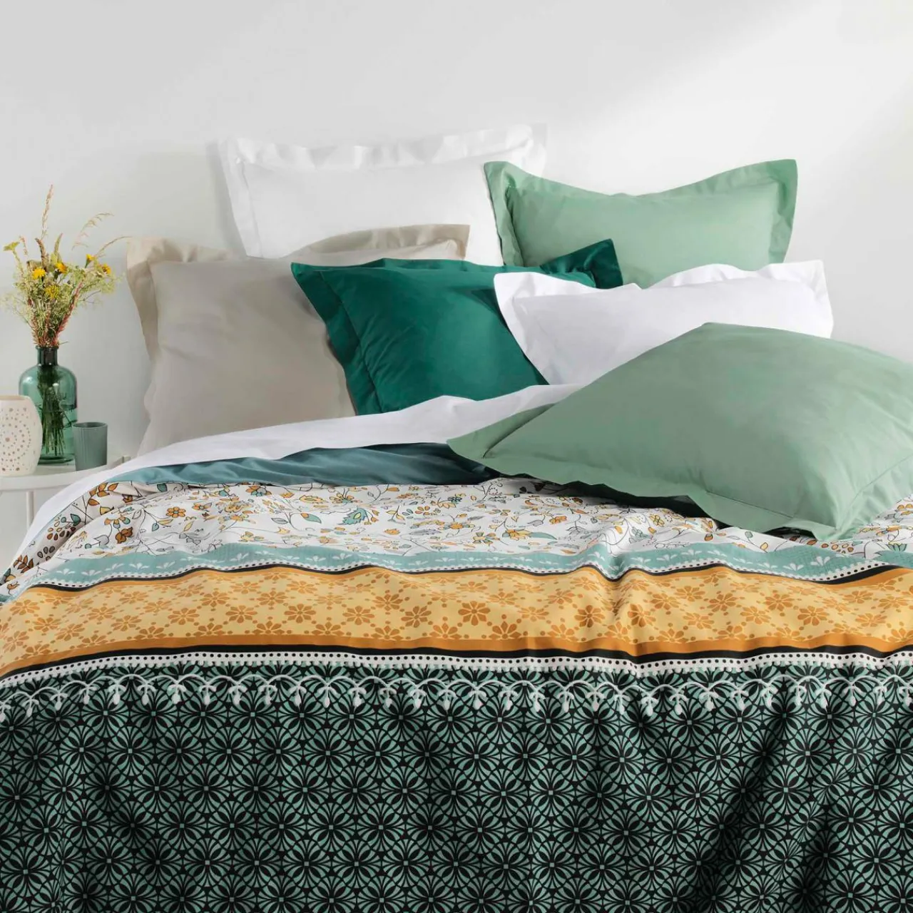 DOUCEUR D'INTERIEUR Drap housse coton bio (180 x 200 cm) Biolina Vert sauge Online