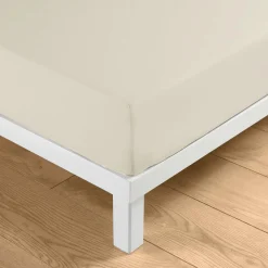 douceur d'intu017drieur Drap housse coton lavé (140 x 190 cm) Linella Ivoire Sale