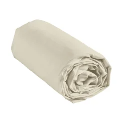 douceur d'intu017drieur Drap housse coton lavé (140 x 190 cm) Linella Ivoire Sale