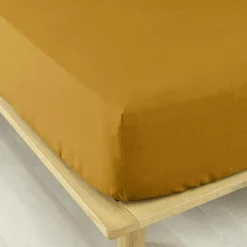 EMINZA Drap housse flanelle de coton (160 x 200 cm) Nina Jaune ocre Sale