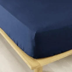 EMINZA Drap housse flanelle de coton (180 x 200 cm) Nina Bleu nuit New
