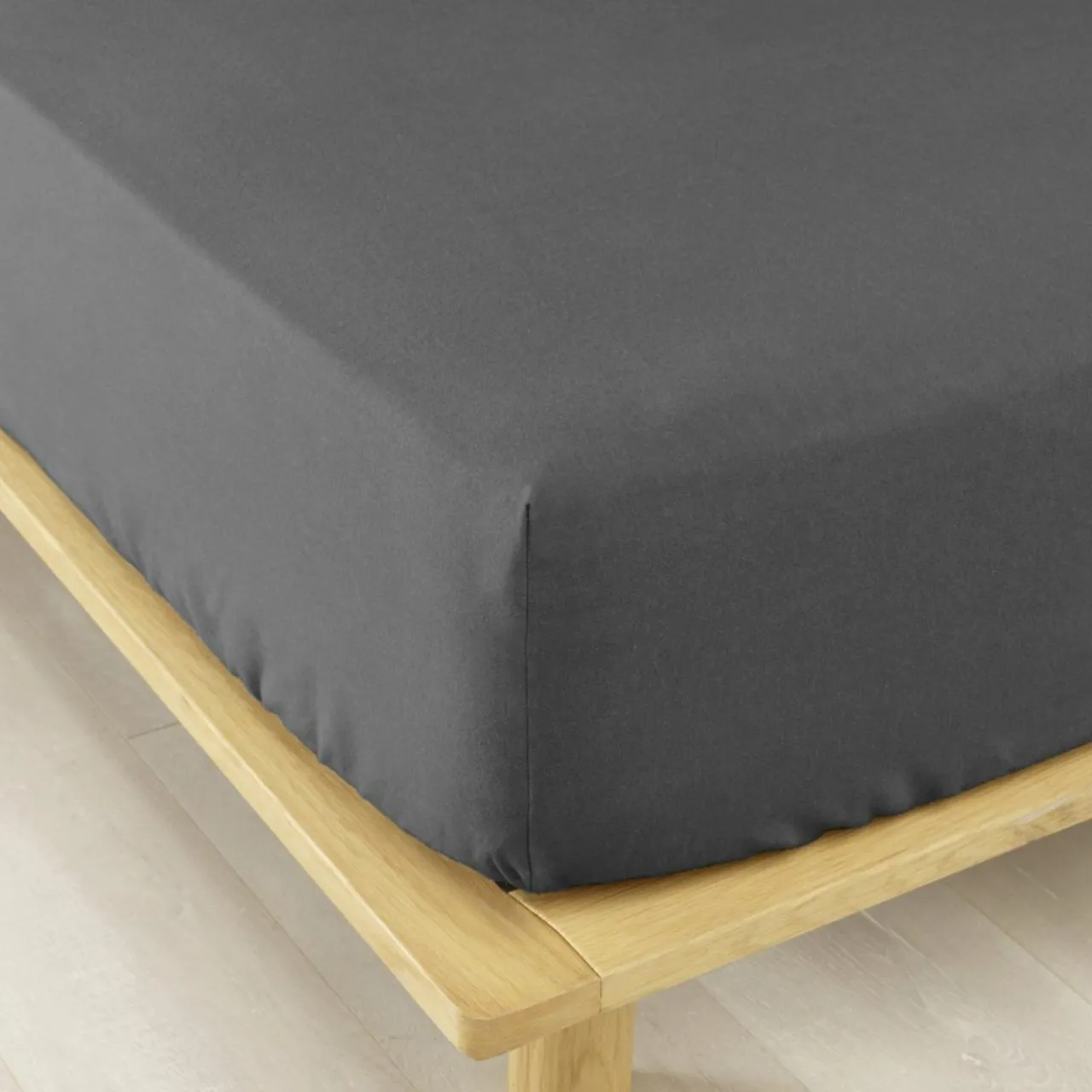 EMINZA Drap housse flanelle de coton (140 x 190 cm) Théa Gris Anthracite Clearance