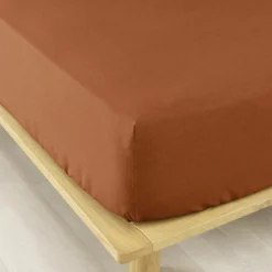 EMINZA Drap housse flanelle de coton (140 x 190 cm) Nina Terracotta Discount