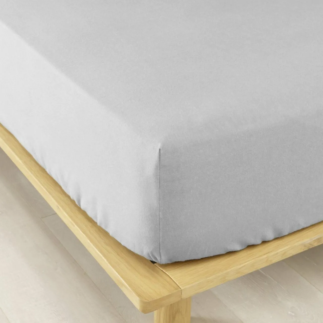 EMINZA Drap housse flanelle de coton (180 x 200 cm) Théa Gris clair Hot