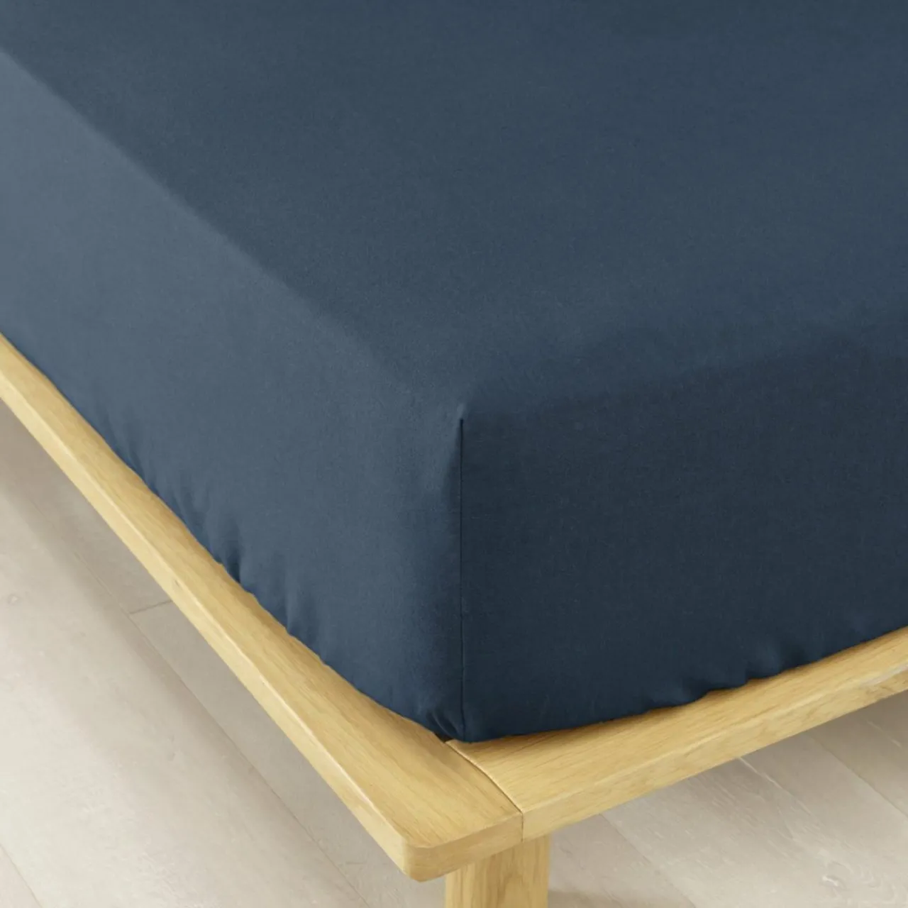 EMINZA Drap housse flanelle de coton (90 x 190 cm) Théa Bleu nuit New