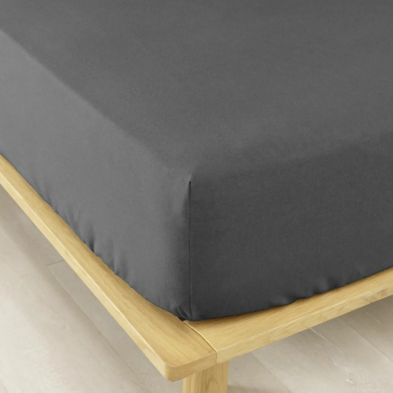 EMINZA Drap housse flanelle de coton (140 x 190 cm) Nina Gris Anthracite Outlet