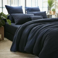 EMINZA Drap housse gaze de coton (200 x 200 cm) Gaïa Bleu nuit Online
