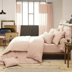 EMINZA Drap housse gaze de coton (160 x 200 cm) Gaïa Rose poudré Online