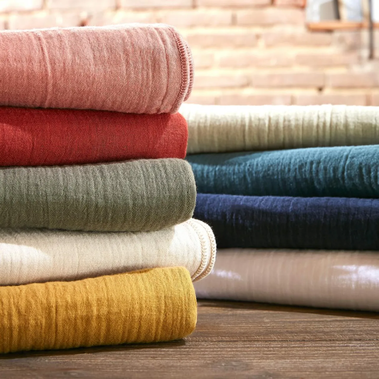 EMINZA Drap housse gaze de coton (140 x 190 cm) Gaïa Vert Eucalyptus Hot