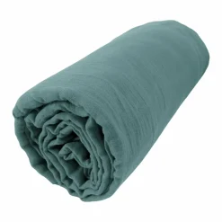 EMINZA Drap housse gaze de coton (140 x 190 cm) Gaïa Bleu canard