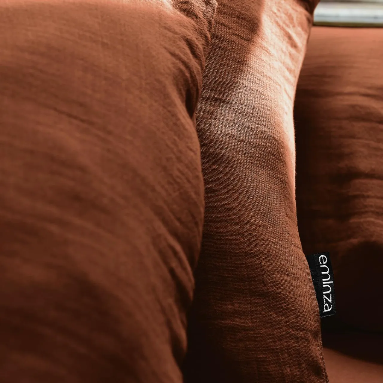 EMINZA Drap housse gaze de coton (180 x 200 cm) Gaïa Terracotta