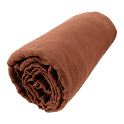 EMINZA Drap housse gaze de coton (140 x 190 cm) Gaïa Terracotta Outlet
