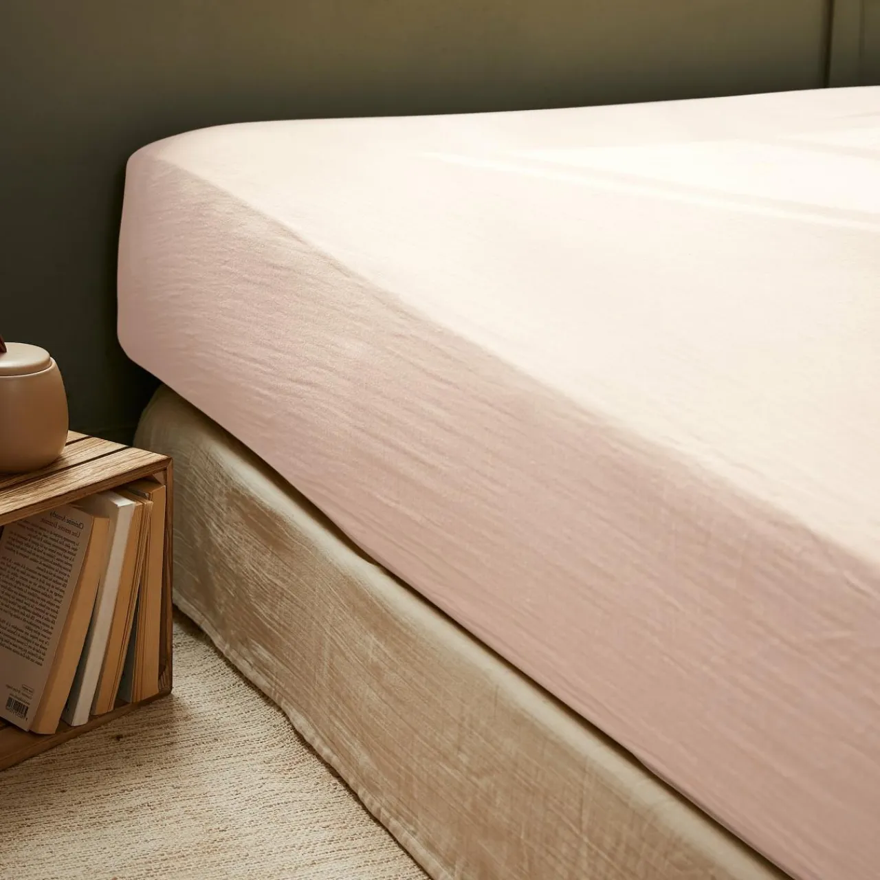 EMINZA Drap housse gaze de coton (140 x 190 cm) Gaïa Rose poudré Hot