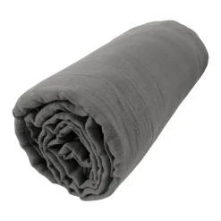 EMINZA Drap housse gaze de coton (140 x 200 cm) Gaïa Gris granit Gris foncé Outlet