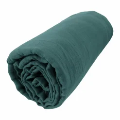 EMINZA Drap housse gaze de coton (200 x 200 cm) Gaïa Bleu canard Clearance