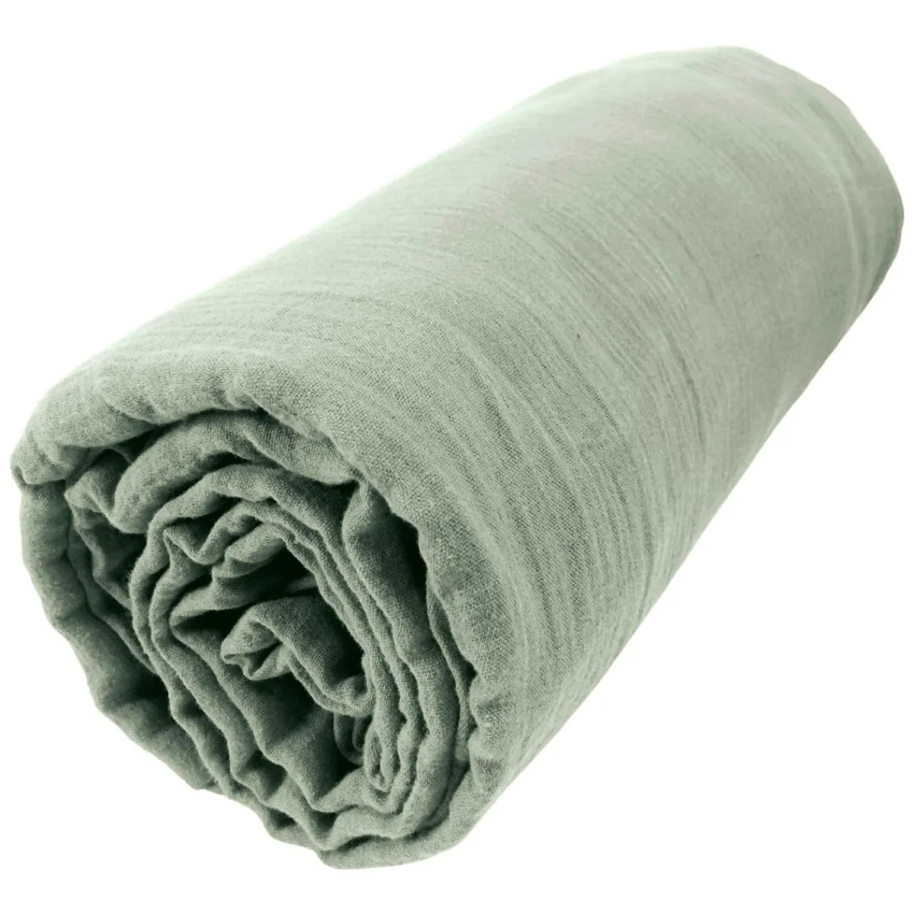 EMINZA Drap housse gaze de coton (90 x 190 cm) Gaïa Vert Eucalyptus Best
