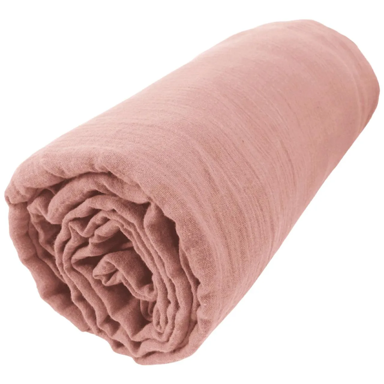 EMINZA Drap housse gaze de coton (90 x 190 cm) Gaïa Rose Pêche Outlet