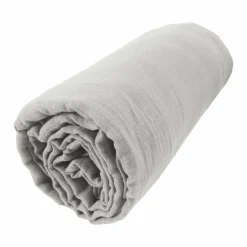 EMINZA Drap housse gaze de coton (200 x 200 cm) Gaïa Gris nuage Gris clair Discount