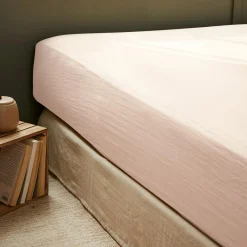 EMINZA Drap housse gaze de coton (200 x 200 cm) Gaïa Rose poudré Clearance